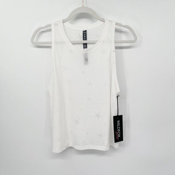 Wildfox‎ Sweat White Star Mix Burnout Crop Tank Top Size XL Sleeveless NWT - Picture 1 of 7
